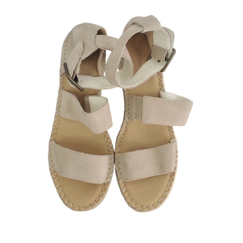 Soludos Palma Nude Beige Suede Leather Espadrille Platform Wedge Sandal Size 8.5 - Picture 3 of 10